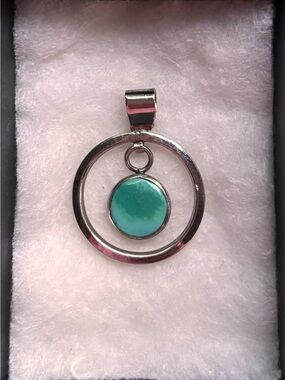 Zuni Sterling Silver and Turquoise Circle Pendant